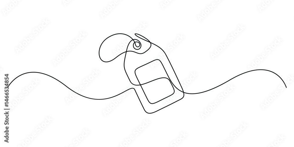 Poster discount tag icon continuous one line drawing vector illustration. single line price tag icon vector