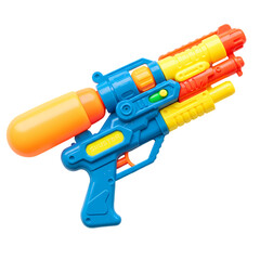 Colorful Plastic Water Gun Toy Summer Fun for Kids isolated on Transparent Background