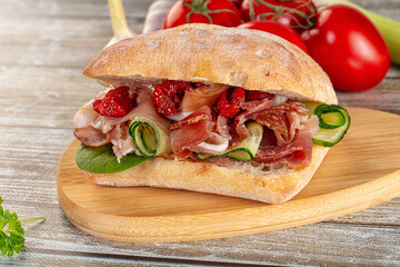 Ciabatta with cured parma and tomato