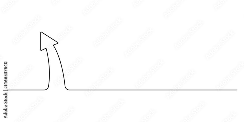 Poster continuous one line drawing of arrow pointing up and down. black thin line of two directions arrow i