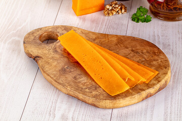 Yellow cheddae cheese slices snack