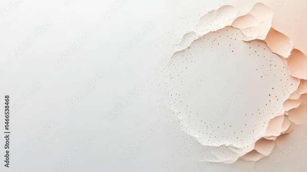Poster abstract white background with torn edges. light peach border with rough texture reveals a plain cen
