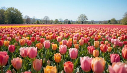 Vibrant Tulip Field in Springtime