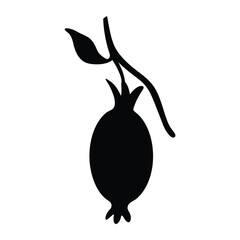 rosehip vector silhouette icon, black and white illustration of fruits.