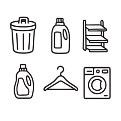 Fototapeta premium Hand Drawn Household and Cleaning Icons – Minimalist Black Ink Doodle Set