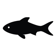 rummy nose tetra fish vector silhouette icon, black and white illustration of fish.
