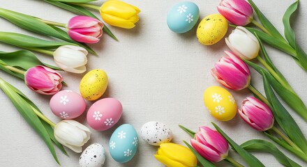 Tulips and Easter eggs for springtime celebration