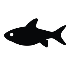 rummy nose tetra fish vector silhouette icon, black and white illustration of fish.