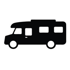 rv recreational vehicle , black and white illustration of vehicles.