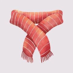 A beautifully illustrated watercolor red scarf perfect for winter in isolated background