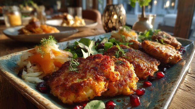 Delectable Culinary Ensemble: A tantalizing array of artfully arranged dishes, showcasing gourmet ingredients and culinary finesse. Indulge in a symphony of flavors and textures. - Powered by Adobe