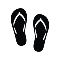sandals vector silhouette icon, black and white illustration of footwear.