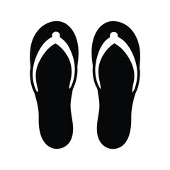sandals vector silhouette icon, black and white illustration of footwear.