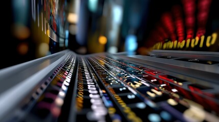 Mesmerizing Display of Swirling Binary Code in Multicolor Pattern Creating a Digital Art Experience