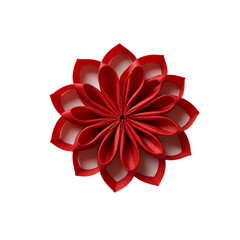 Red Ribbon Flower Craft DIY Tutorial  Ideas isolated on Transparent Background