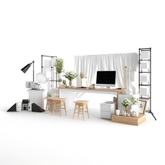 Minimalist White Home Office Setup.