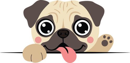 Cute Pug Puppy Peeking Over Edge