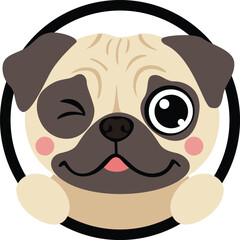 Happy Smiling Pug Puppy Peeking Out
