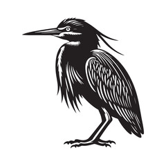Fototapeta premium Green Heron Vector Silhouette, Elegant Wading Bird Design, Detailed Avian Outline, Nature-Inspired Heron Art, Quiet Water bird Illustration.