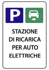 cartello parcheggio riservato ricarica e parcheggio auto elettriche