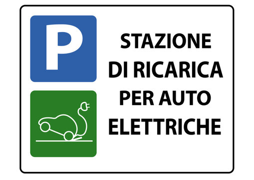cartello parcheggio riservato ricarica e parcheggio auto elettriche