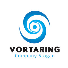 creative blue spiral circle logo vector design symbol