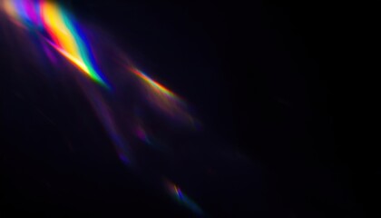 abstract rainbow light streak on black background for digital design, branding, poster, or modern web aesthetic

