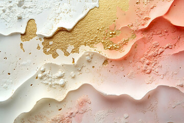 Abstract artwork featuring layers of textured colors.