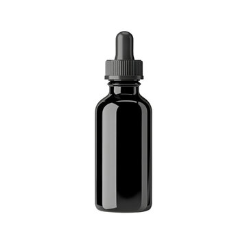 sleek black dropper bottle, perfect for essential oils or serums, stands elegantly against plain background, showcasing its modern design and functionality