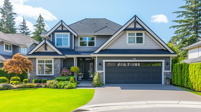 Elegant house facade with refined architectural details, embodying timeless sophistication and welcoming charm