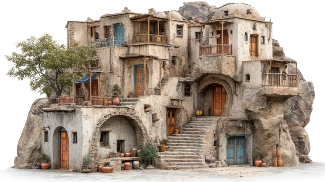 Ancient Townscape: A weathered structure stands as a testament to the rich heritage of the region, with each building telling a tale of its own.