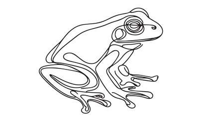 Continuous one single minimal line drawing frog