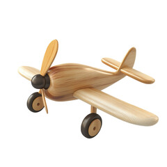 Isolated Wooden Toy Airplane