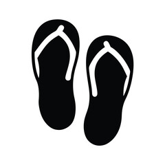 slippers vector silhouette icon, black and white illustration of footwear.
