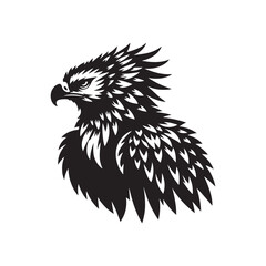 Harpy Eagle Vector Silhouette, Majestic Bird of Prey, Detailed Avian Design, Powerful Eagle Outline, Nature-Inspired Wildlife Art Illustration.
