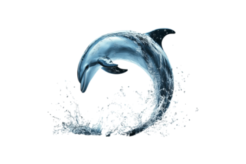 Graceful dolphin leaping above the water surface