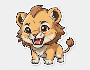 Adorable Orange and Brown Cartoon Lion Cub Illustration