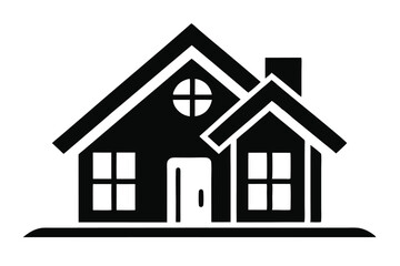 Black house icon shows a simple house with a chimney and a round window