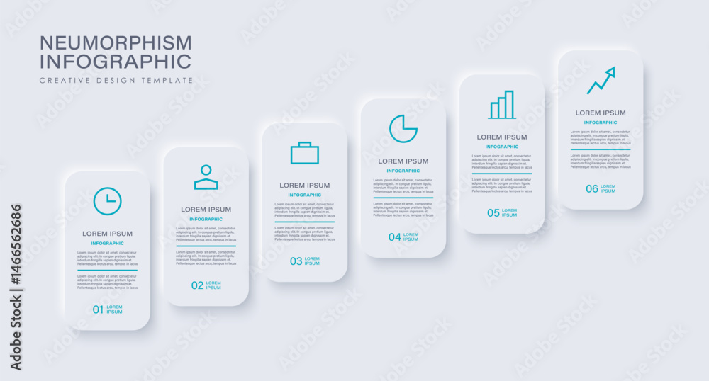 Fototapete neumorphism timeline infographic. business concept with 6 steps or processes. infographics design wi