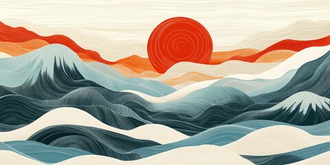 Zen Sunrise Japanese Landscape.