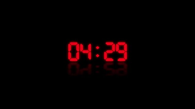 Red digital countdown timer starting from 10 seconds on a black background. Ideal for video intros, game shows, fitness intervals, and suspense scenes.