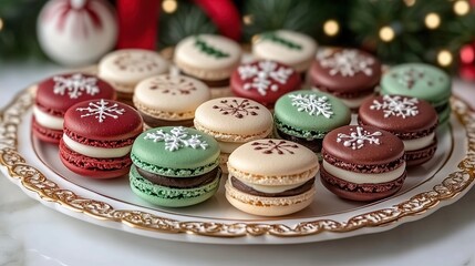 Fototapeta premium Festive Christmas Macarons