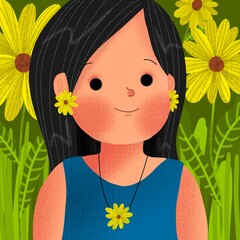 girl with flowers