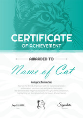 Certificate of Achievement for a Cat