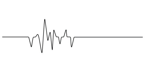 Heartbeat continuous line drawing. Single line art on white background Pulse Rate Vector illustration