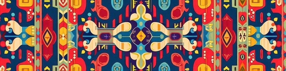 Colorful abstract pattern with symmetrical geometric shapes and vibrant colors