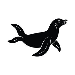Swimming Sealion Dynamic Vector Silhouette