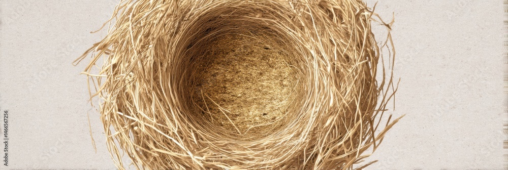 Leinwandbilder Unique Nest Made of Straw Arranged in a Circular Pattern Featuring an Empty Central Space Suitable for a Logo Design Generative AI