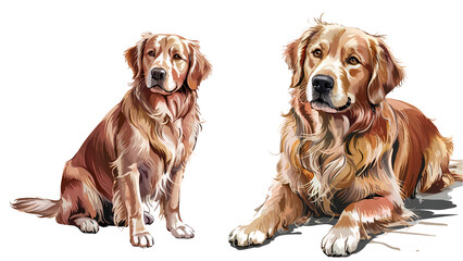 A vibrant digital painting portrays a striking Golden Retriever dog