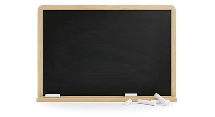 Obraz premium Blank Chalkboard with Wooden Frame and Chalk Pieces